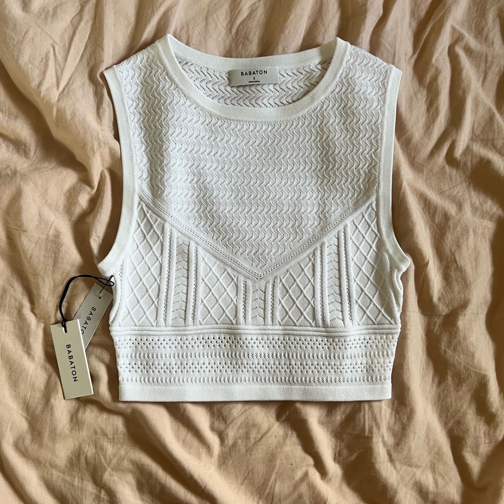 Babaton • Pointelle tank in white